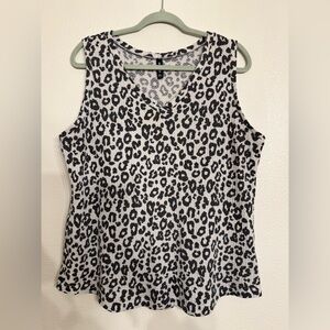 Leopard Print V-Neck Sleeveless Top XL